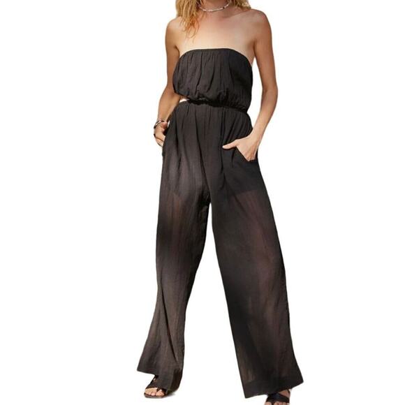 Free‎ People Cut Out For It Jumpsuit One Piece Black Size S/P - Picture 1 of 8